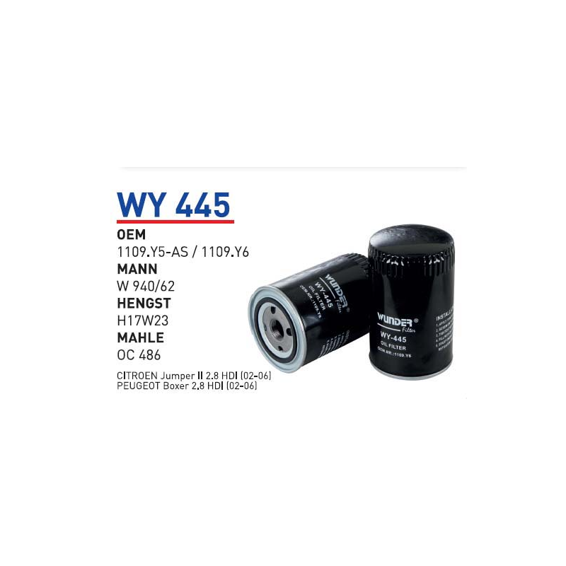 Wy445 oem 1109.Y5-AS/1109.Y6 ford d 1210-bedford otomobil yağ filtre oil filter