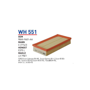 Wh551 oem 98AX-9601-AA ford focus 1.4 16V,1.8 16V otomobil hava filtre air filter
