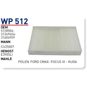 Wp512 oem 5128504 ford cmax-focus III-kuga otomobil polen filtre pollen filter
