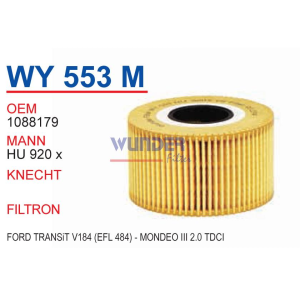Wy553M oem 1088179 ford transit v 184 (efl 484)-mondeo III 2.0 tdci otomobil yağ filtre oil filter